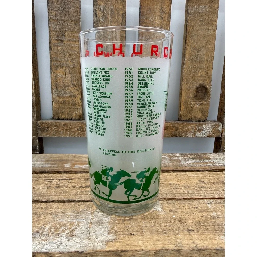 Kentucky Derby Souvenir Glasses Set of 3 1971 Green Red Frosted Excellent 12oz
